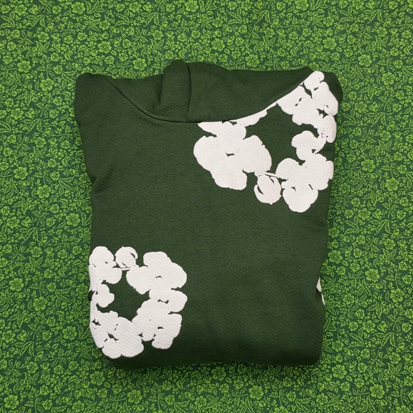 Green Denim Tear with White Floral Pattern Unisex - Picture 15 of 15